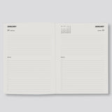 Open Diary showing Daily page Layout Lettuce 2027