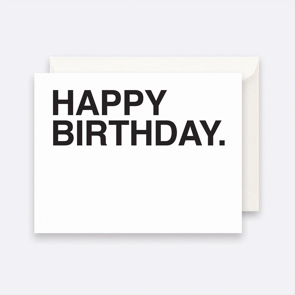 Greeting card featuring bold Happy Birthday typography