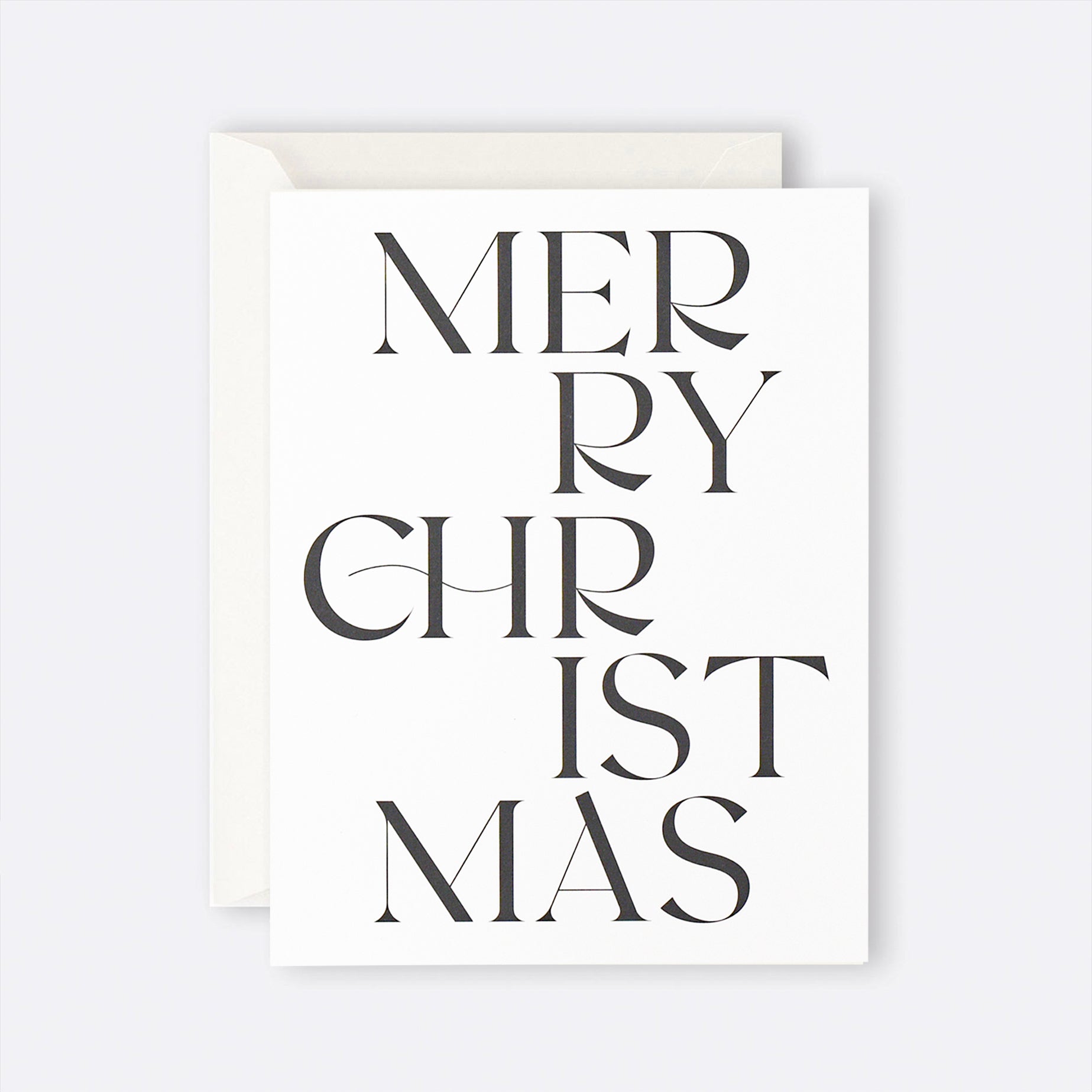 Greeting card featuring modern Merry Christmas typography