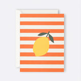 Greeting card featuring lemon and stripe illustration