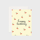 Greeting card featuring illustrated cherries for a birthday