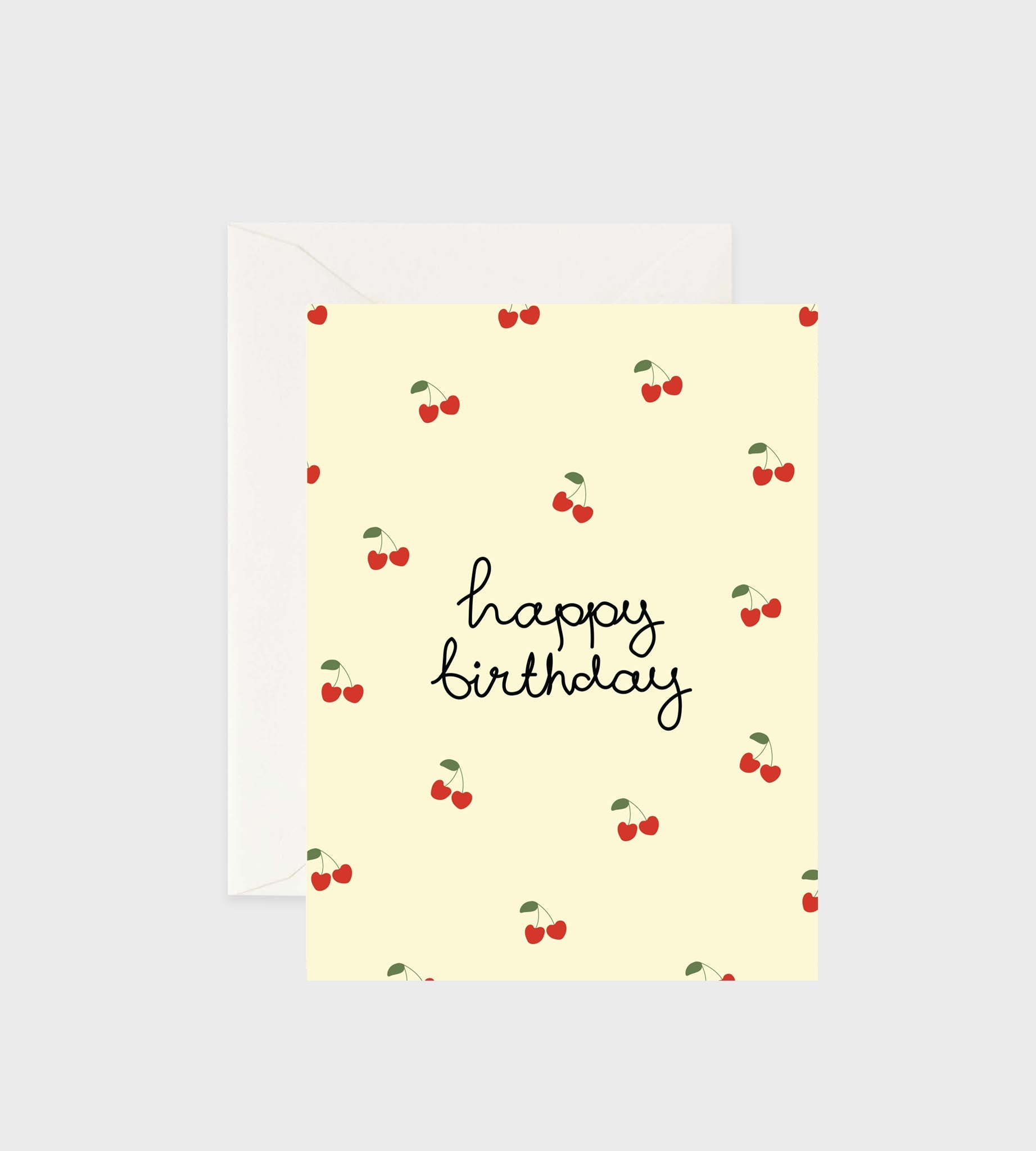 Greeting card featuring illustrated cherries for a birthday