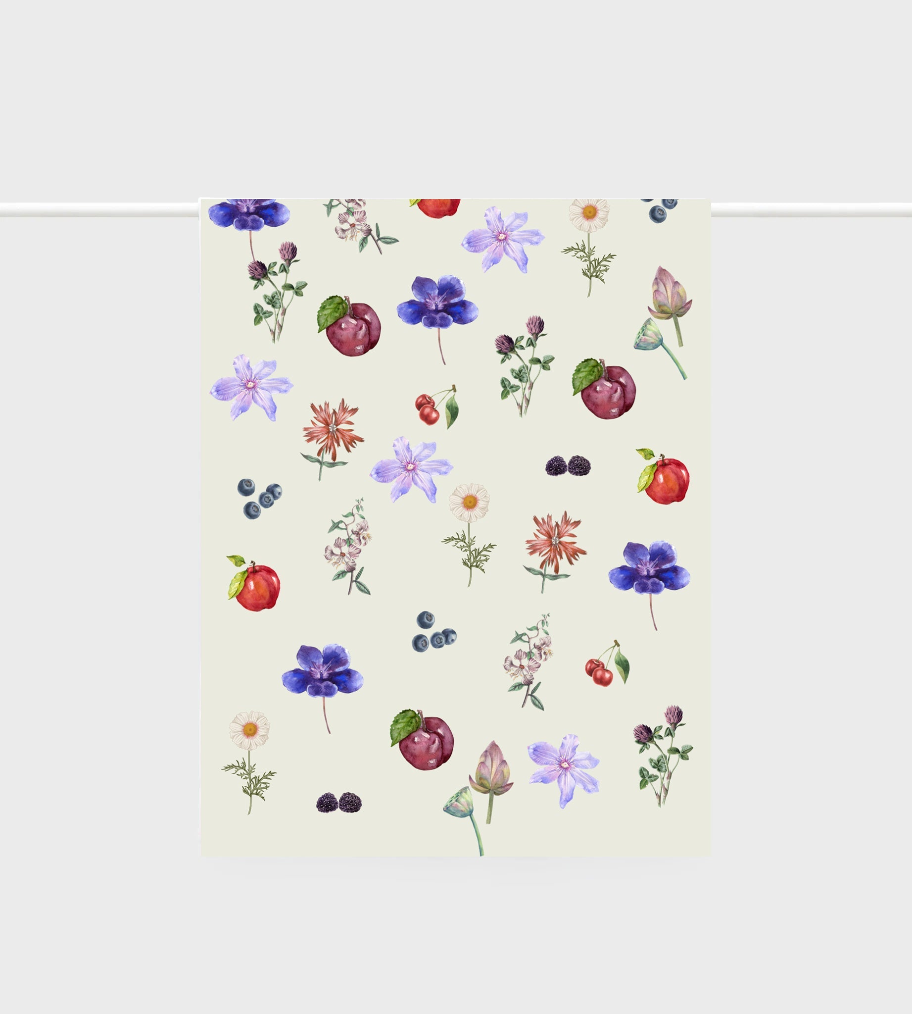 Lettuce Flower Fruit Arrangement 100% linen tea towel featuring colourful fruit and floral artwork