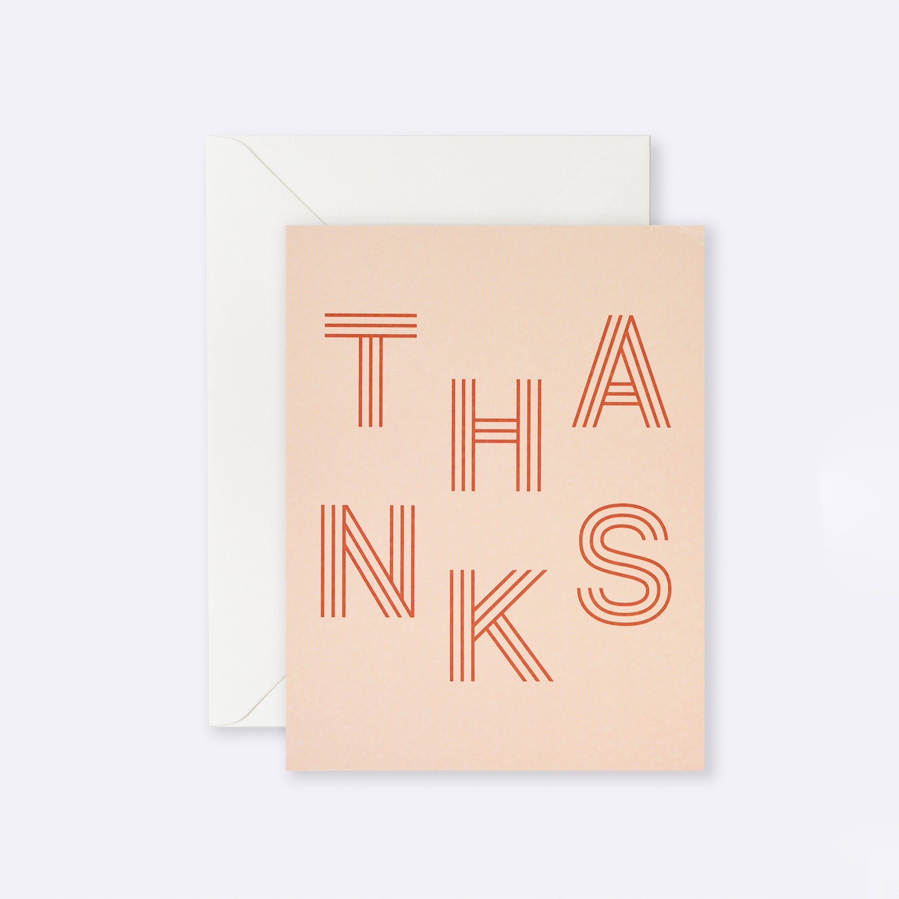 Greeting card featuring colourful stripe Thanks typography