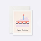 Greeting card featuring birthday cake illustration
