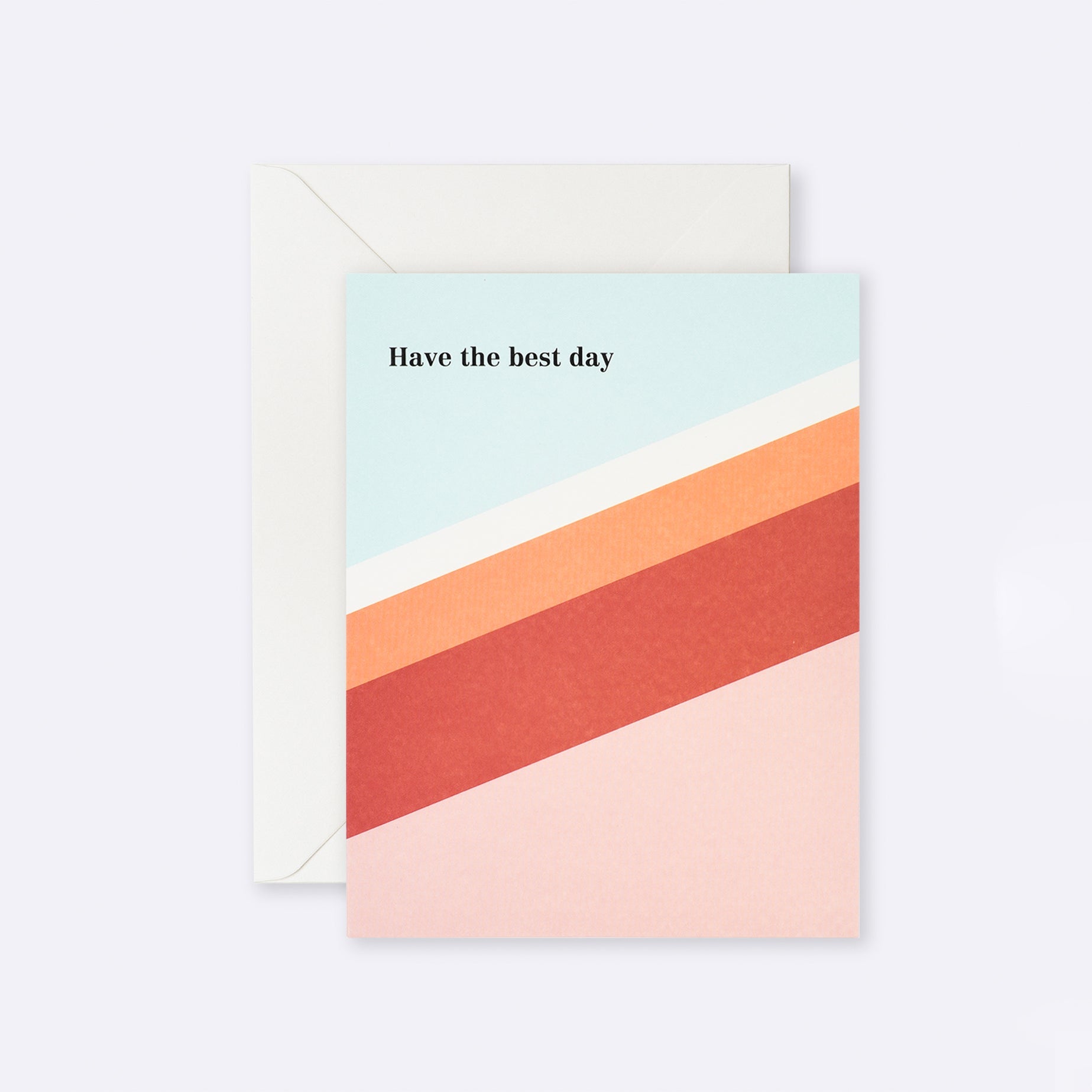 Greeting card with bold red and orange striped design