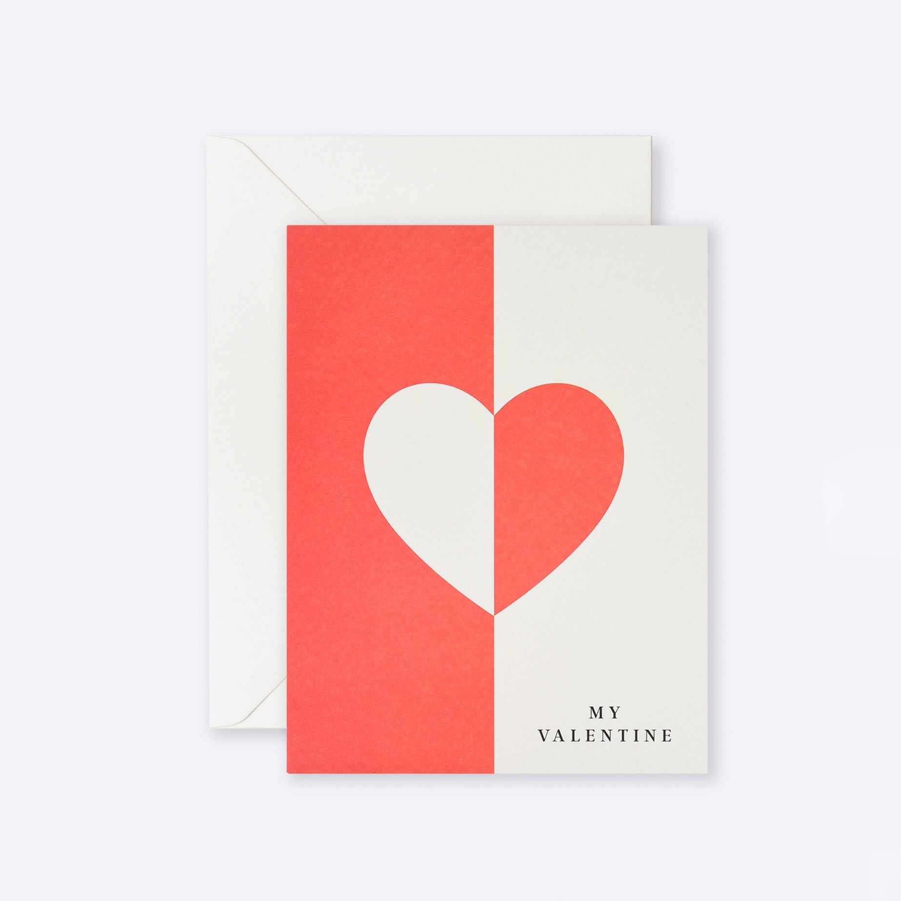 Greeting card with mirrored heart Valentine design