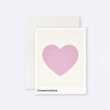 Greeting card featuring heart and Congratulations message
