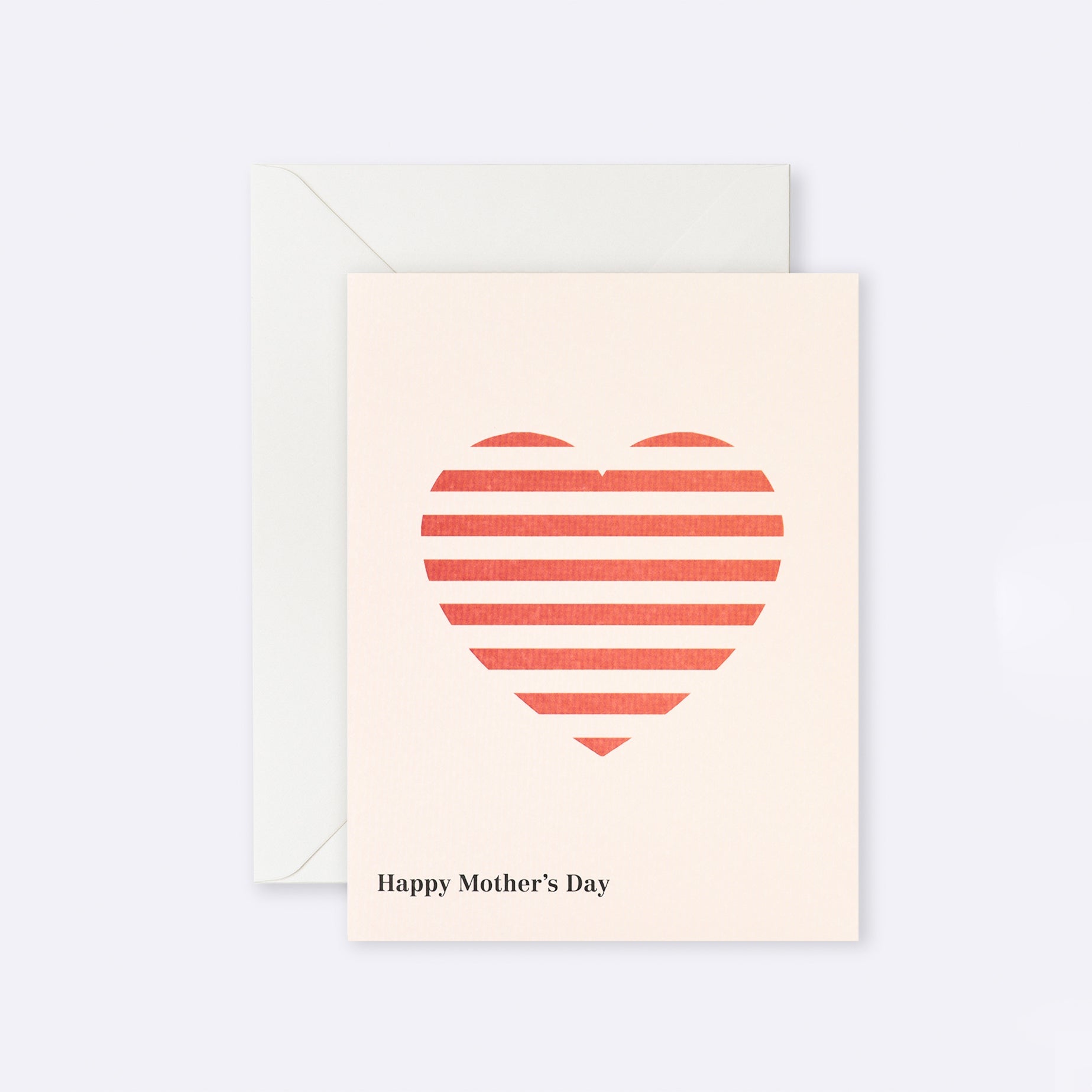 Greeting card featuring red stripes, heart and Happy Mother's Day message