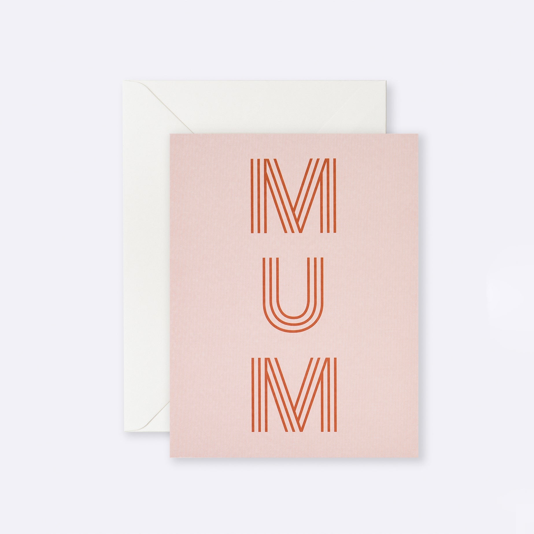 Greeting card with colourful striped Mum typography