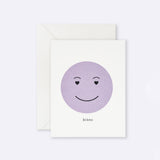 Greeting card featuring a face with heart-shaped eyes