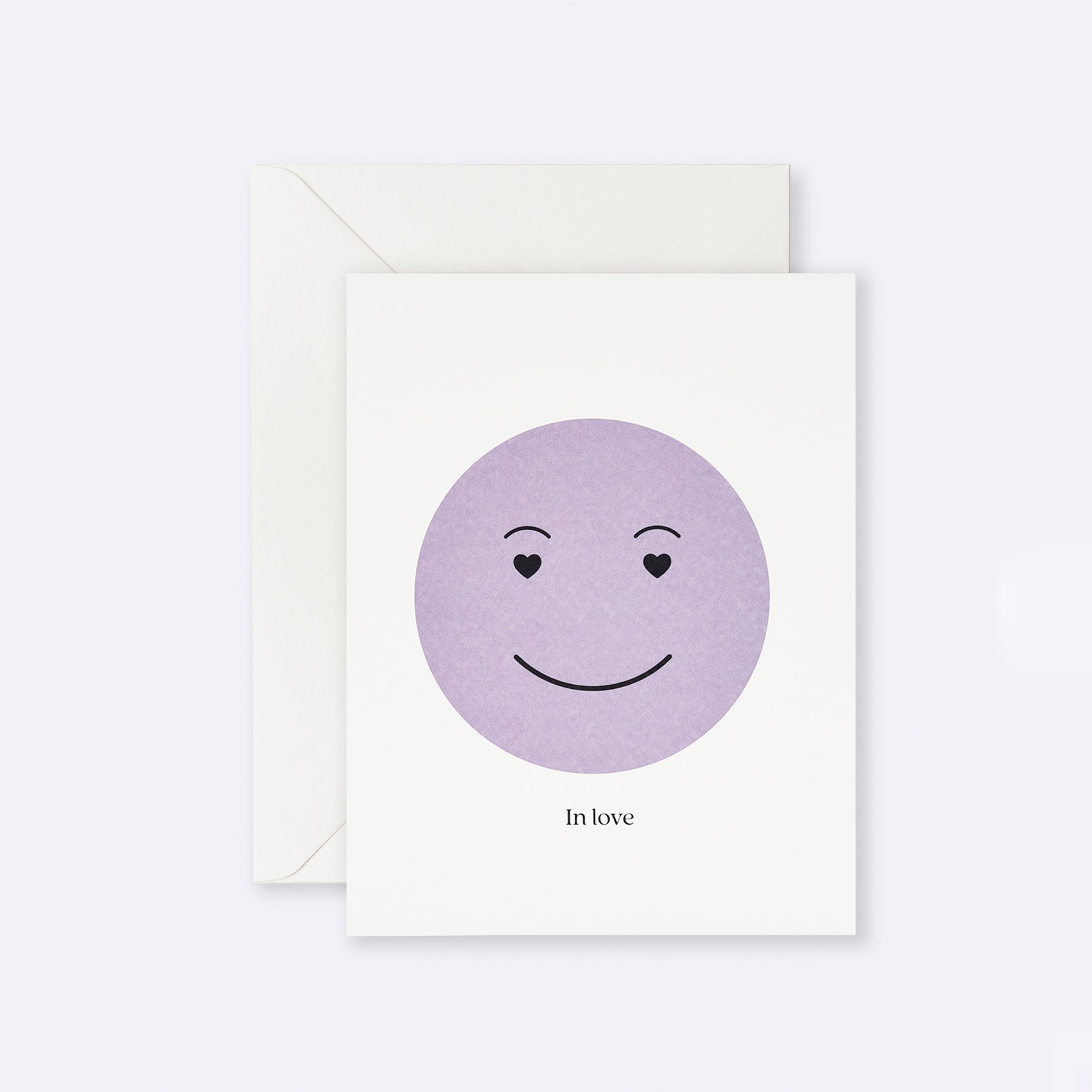 Greeting card featuring a face with heart-shaped eyes