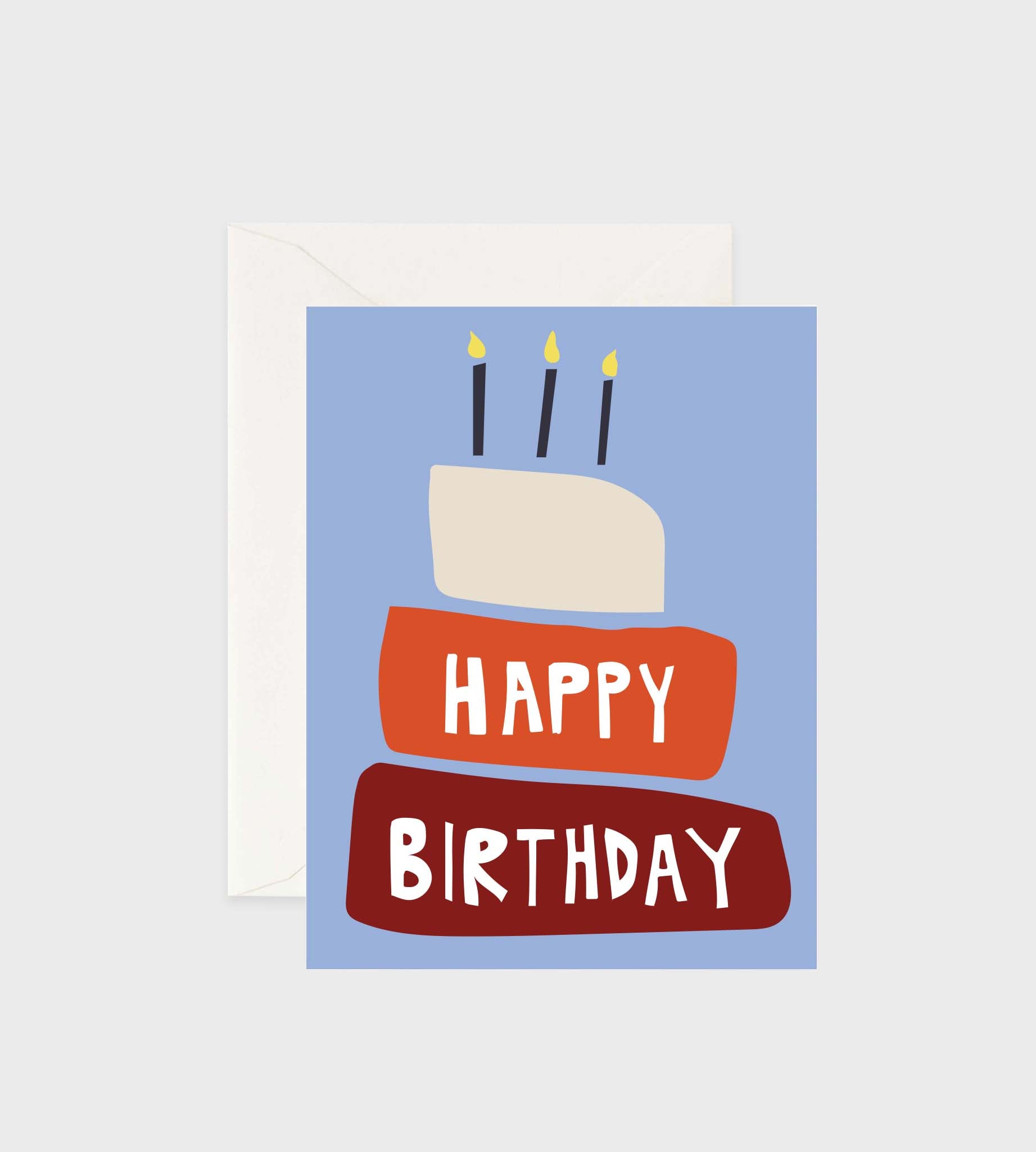 Greeting card featuring an illustrated birthday cake