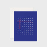 Greeting card featuring a Father's Day word search puzzle