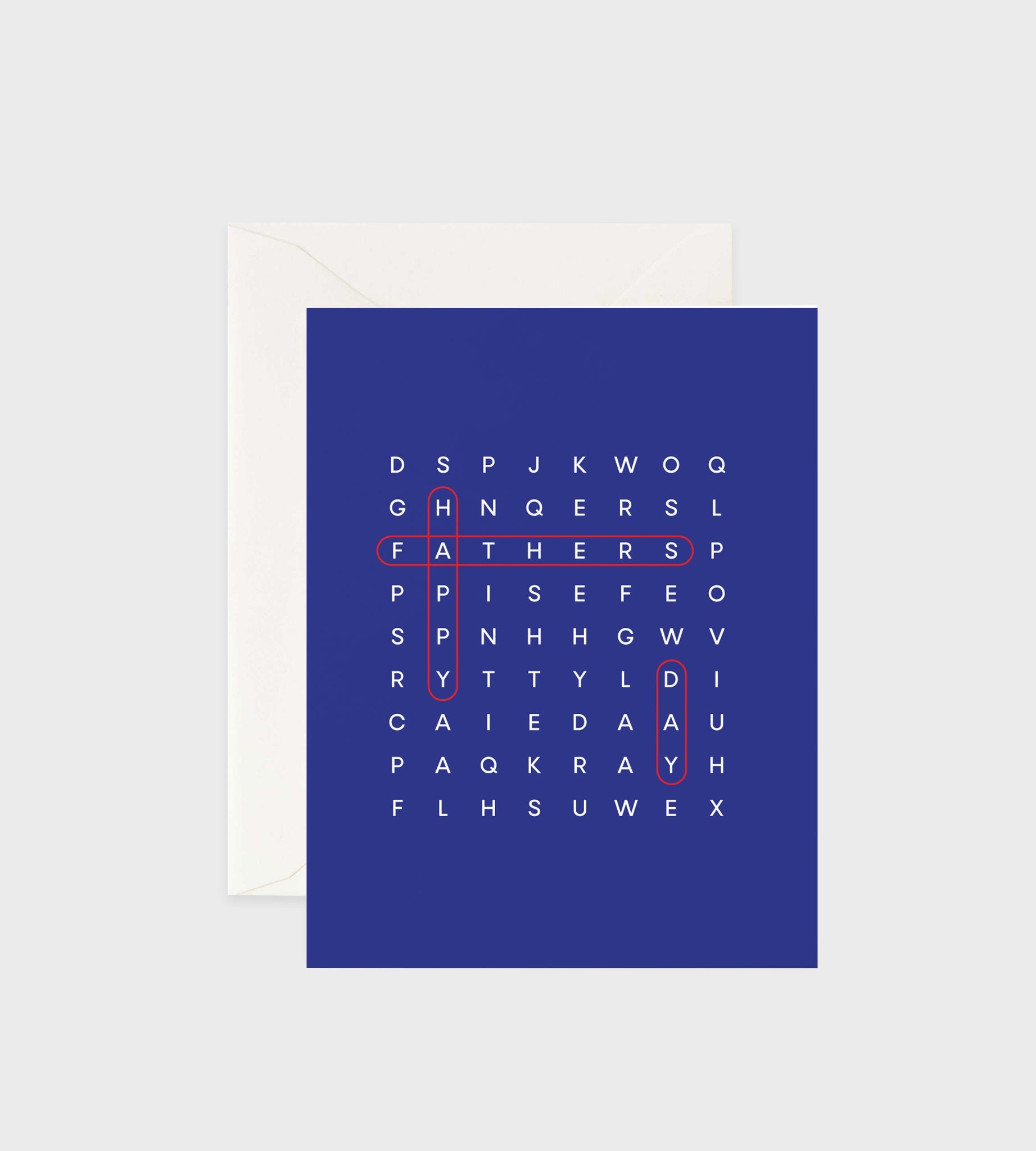 Greeting card featuring a Father's Day word search puzzle