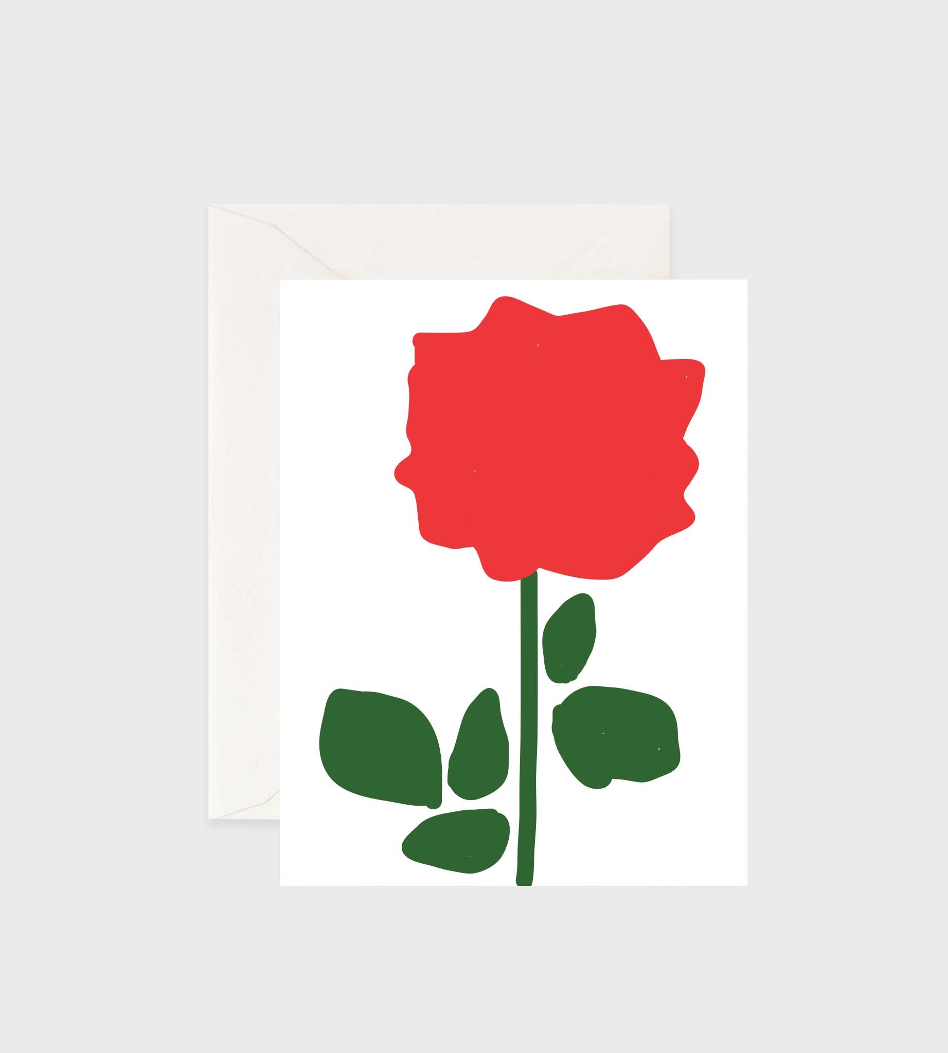 Greeting card featuring an illustrated rose