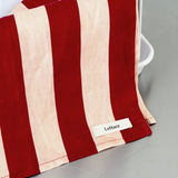 Lettuce Linen Tea Towel| Bold Stripe Peach + Burgundy