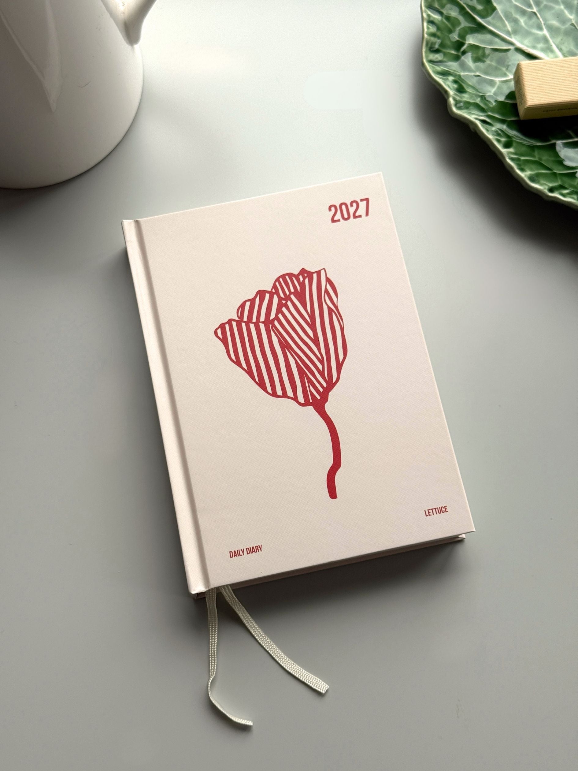 Lettuce Red Bloom 2027 daily diary with red botanical flower cover