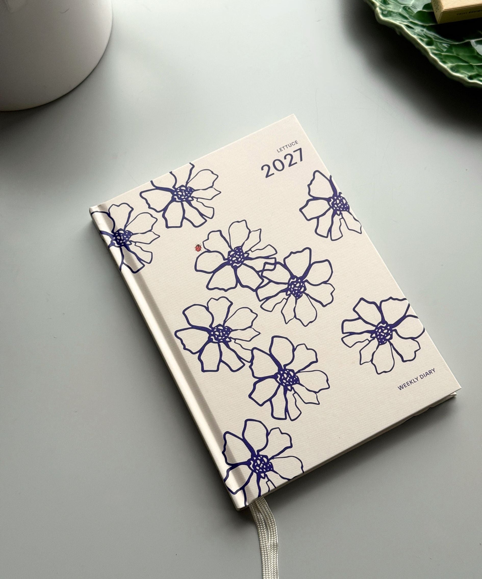 Lettuce Blue Flowers 2027 weekly diary with blue floral cover