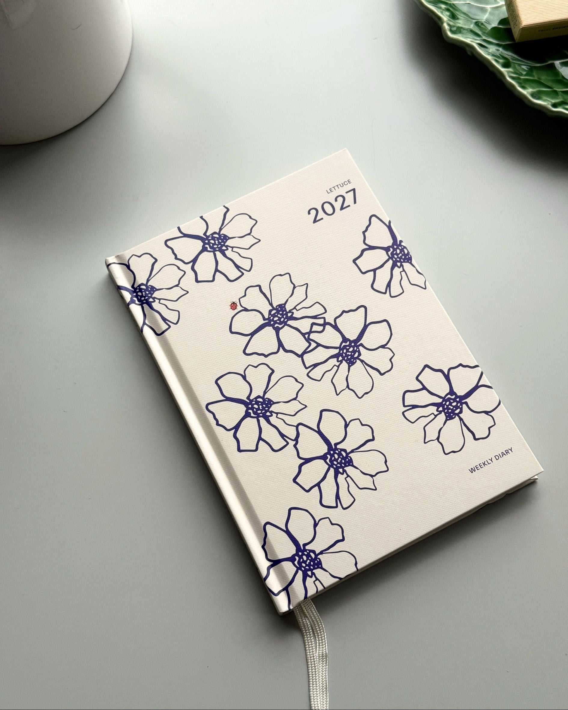 Lettuce Blue Flowers 2027 weekly diary with blue floral cover