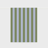 Lettuce Bold Stripe Periwinkle and Olive 100% linen tea towel featuring striped linen design