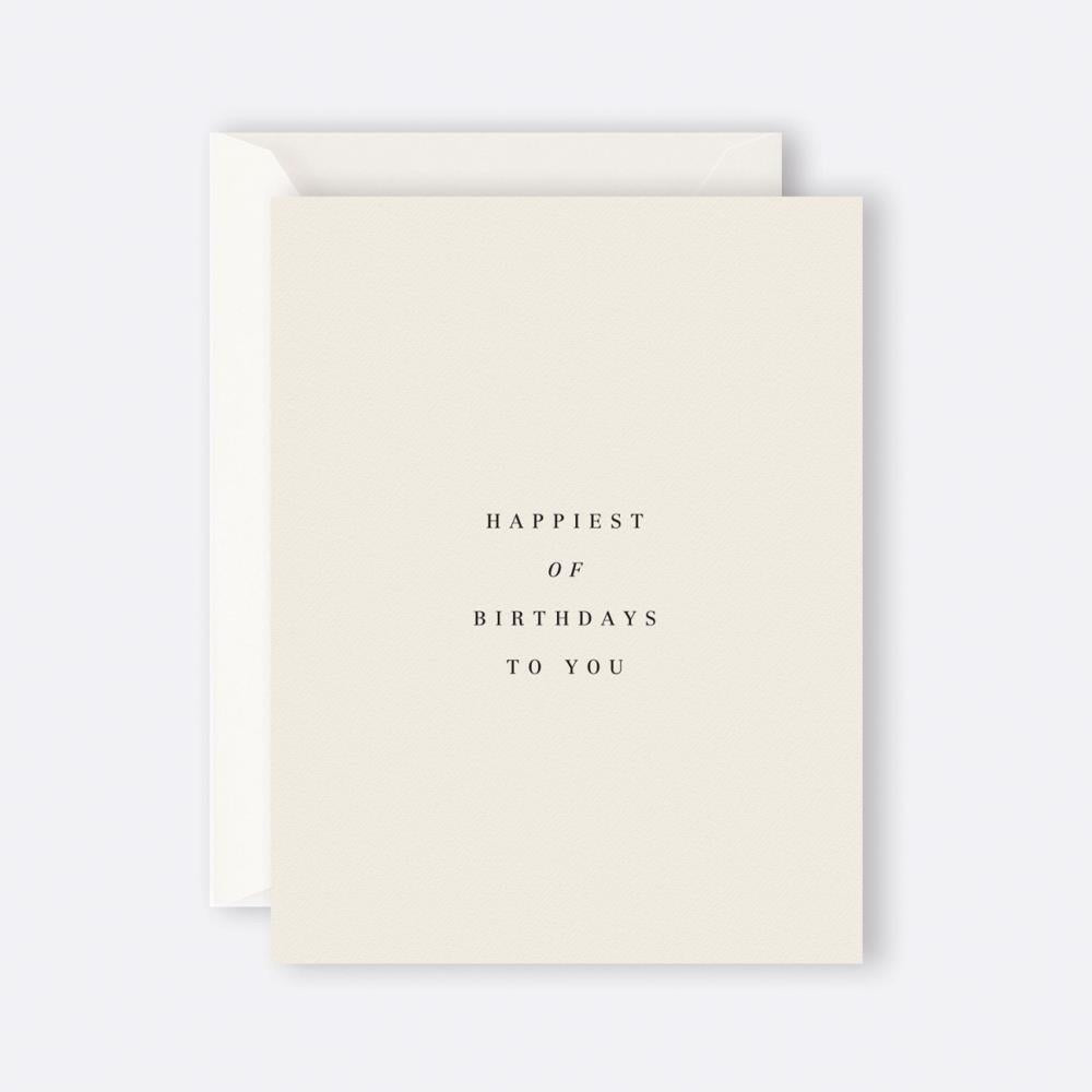 Greeting card featuring Happiest Of Birthdays To You typography