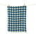 Lettuce Blue Tartan linen tea towel with blue, green and cream tartan checks, hanging from wooden pegs against a white background.
