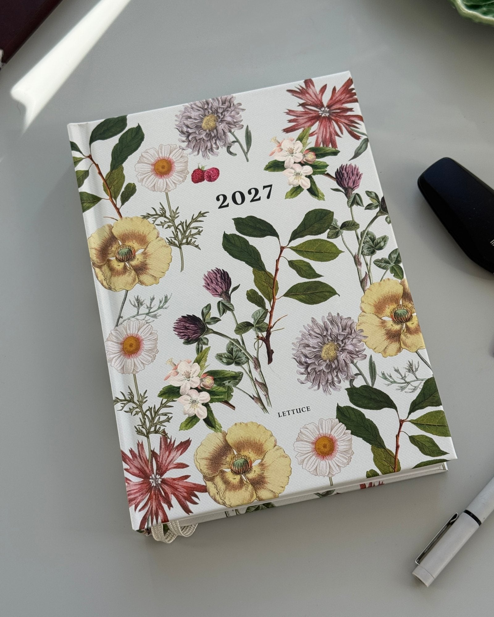 Lettuce 2027 Daily Diary – Berry & Bloom hardcover planner with botanical floral cover.
