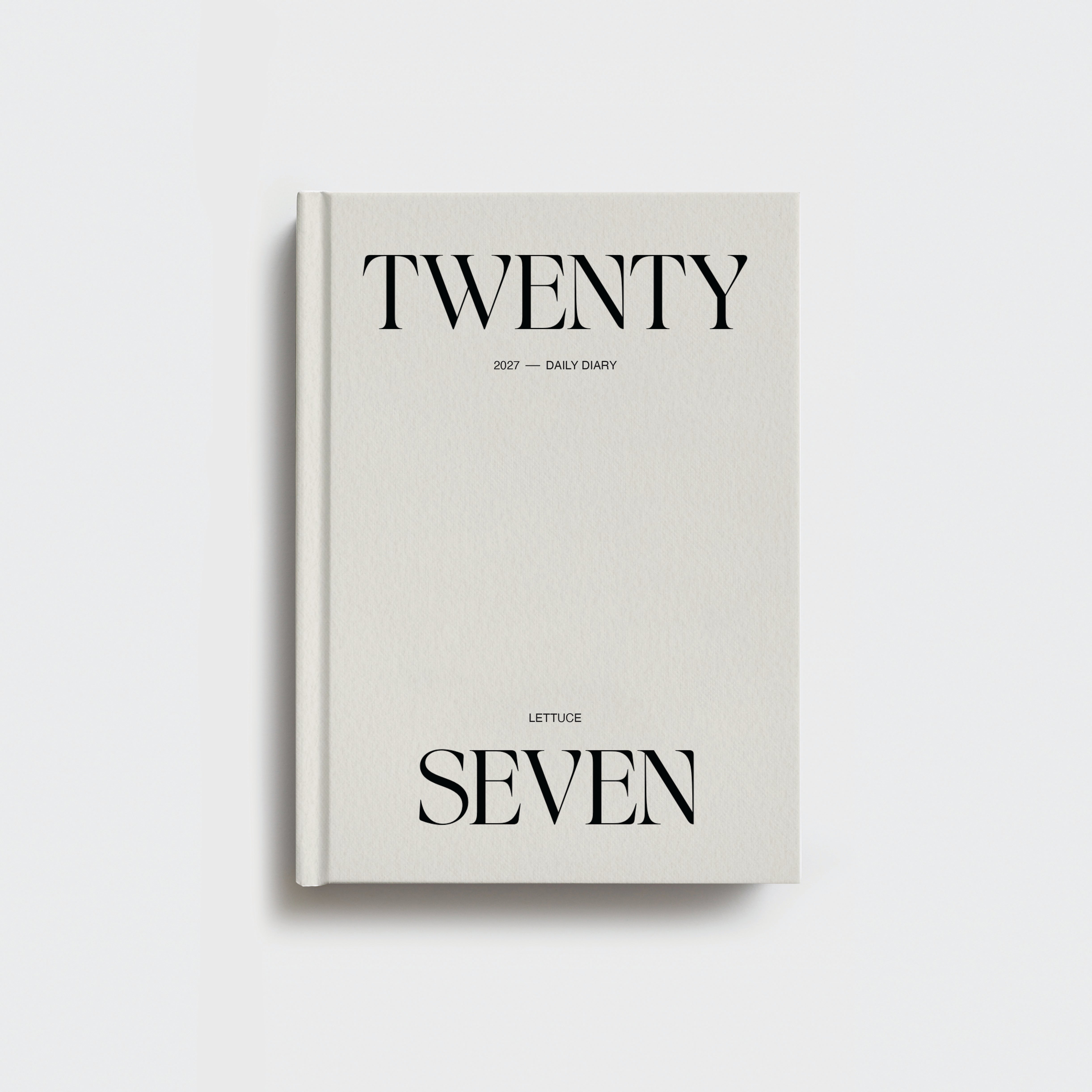 Lettuce 2027 Daily Diary in Minimal Typographic design, A5 hardcover day-per-page planner designed in New Zealand
