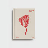 Lettuce 2027 Weekly Diary featuring Red Bloom floral artwork, A5 hardcover week-to-view planner designed in New Zealand