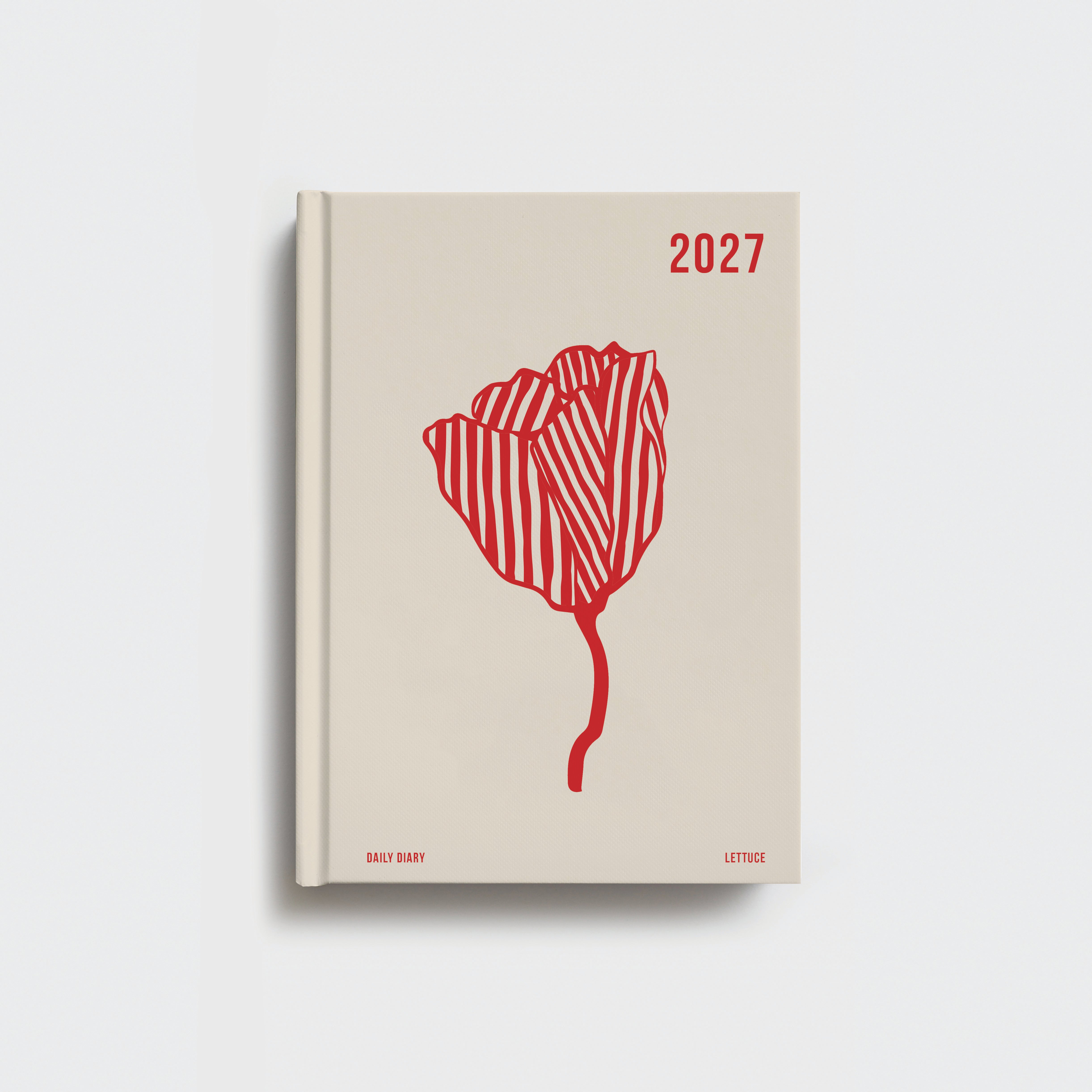 Lettuce 2027 Weekly Diary featuring Red Bloom floral artwork, A5 hardcover week-to-view planner designed in New Zealand