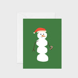 Greeting card featuring an illustrated snowman