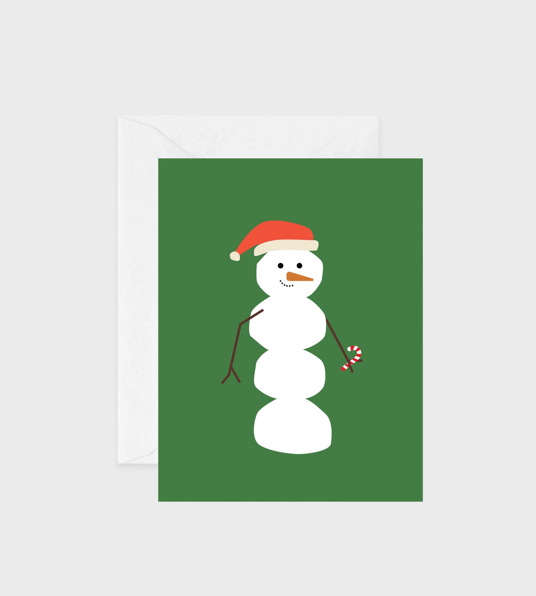 Greeting card featuring an illustrated snowman